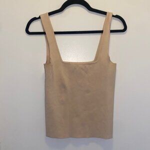 Leith square neck tank in light beige, size M